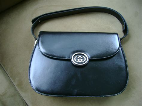 vintage black leather gucci bag|vintage gucci handbags from 1970s.